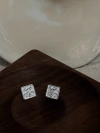 S925 sterling silver square embossed flower stud earrings details Picture